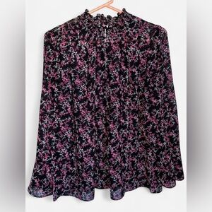 Neiman Marcus Black and Pink Floral Blouse Size S